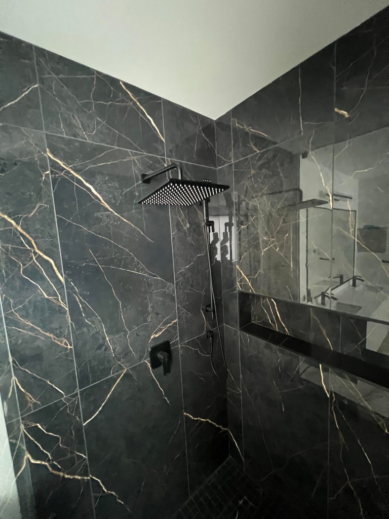Black Shower Tile in Bathroom Renovation